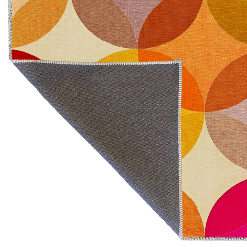 Multi-Colored Mixed Geometric Circle and Rectangle Shape Patterned Modern Decorative Rug, Rectangle 4'11" x 9'10"