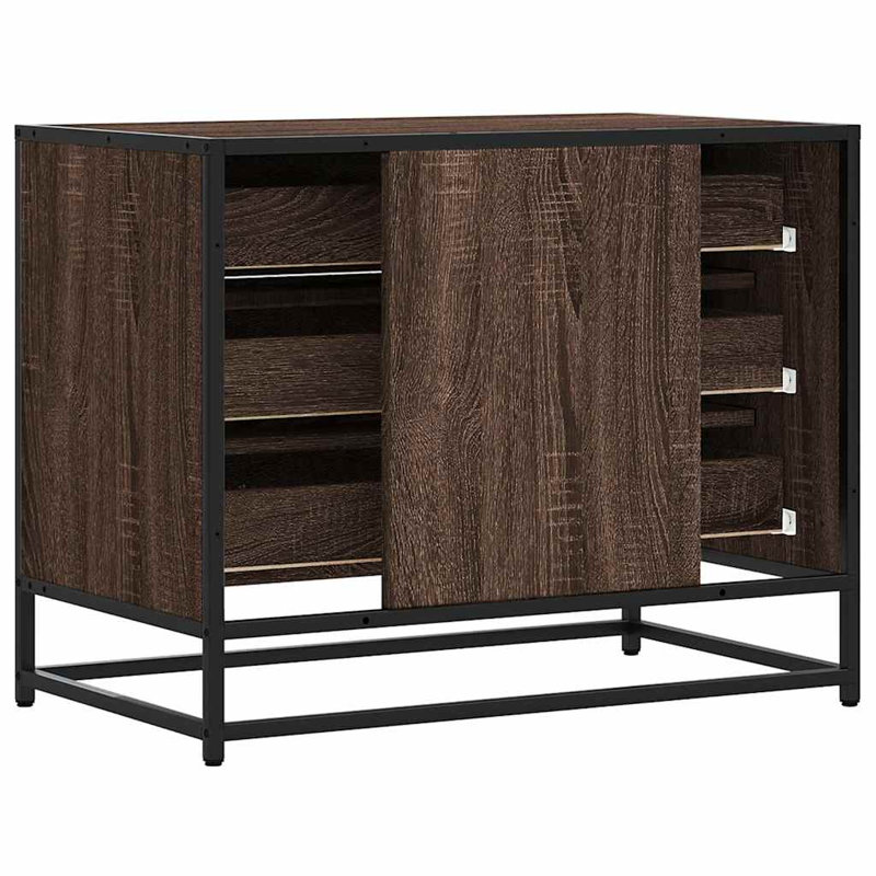 Sharrika Metal Rectangle Accent Chest, Brown Oak