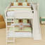 Lit mezzanine multifonctionnel en bois avec glissade, tablettes de rangement et garde-corps de sécurité-2125269559-2125269552