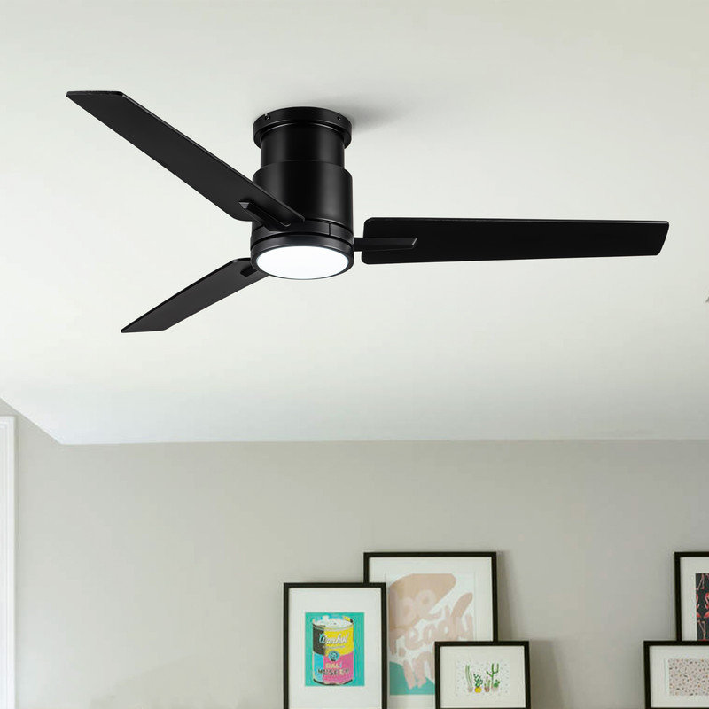 Bauhaus 52 in. Bassel Black Ceiling Fan with Light (3 Blades), Black, Black