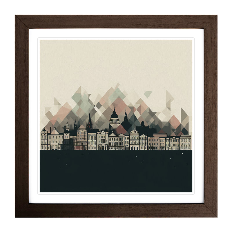City Of Belfast Minimalism - Framed Print, Walnut