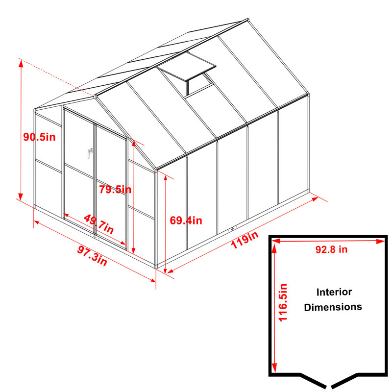 8×10 Ft. Aluminum Greenhouse