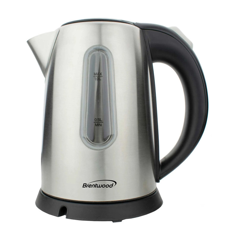 Bouilloire électrique sans fil 1 litre Brentwood en acier inoxydable - ébullition rapide, sans BPA, base pivotante à 360 °, arrêt automatique