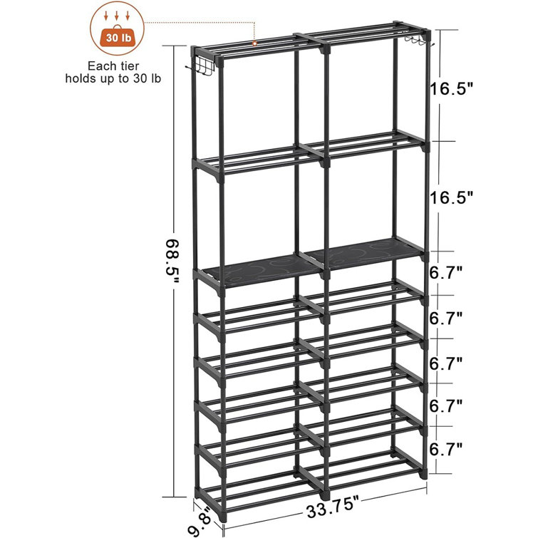 32 Pair Shoe Rack (Set of 2) Rebrilliant Finish: Black