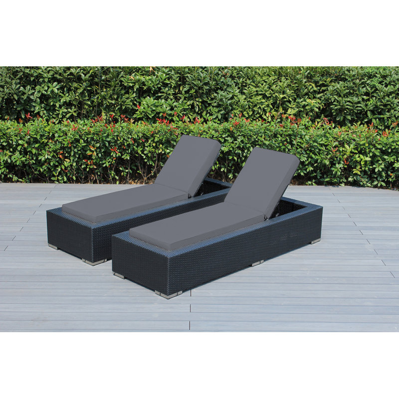 Chaise longue d'extérieur en osier Billyjo - sans assemblage, Supercrylique gris, Noir