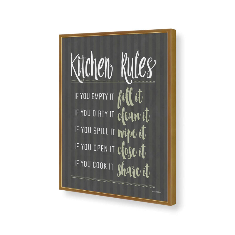 «Kitchen Rules» par Art texturé, L 36 x H 48, Gold, Impression encadrée