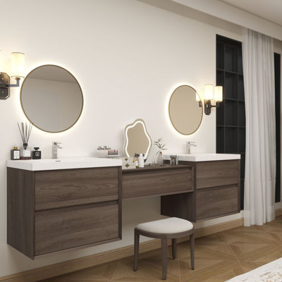 Meuble-lavabo mural 78 po avec évier en acrylique renforcé Aliki