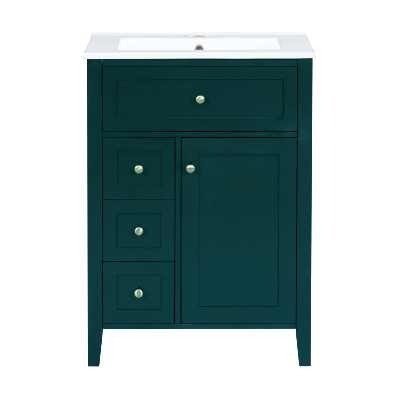 Meuble-lavabo 24 po avec comptoir en céramique, Noir, noir, noir, noir