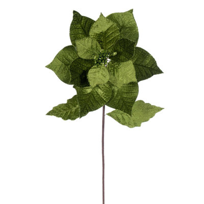 Vickerman 12" x 20" Velvet Razor Poinsettia Stem. It includes four pieces per bag.