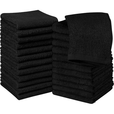 Paquet de 24 débarbouillettes 100% coton filé à l'anneau - Serviettes de toilette en flanelle douce et absorbante pour la maison, la salle de sport, le spa et les invités