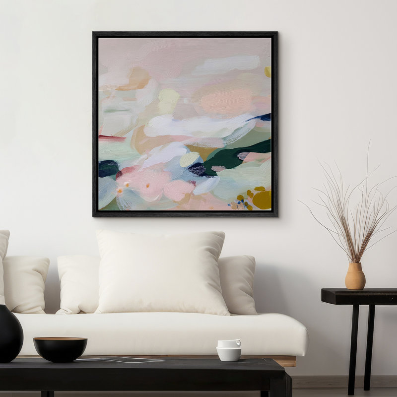 Doux pastel abstrait, décoration murale pour salon, chambre à coucher, reproduction d'art sur toile encadrée, Noir