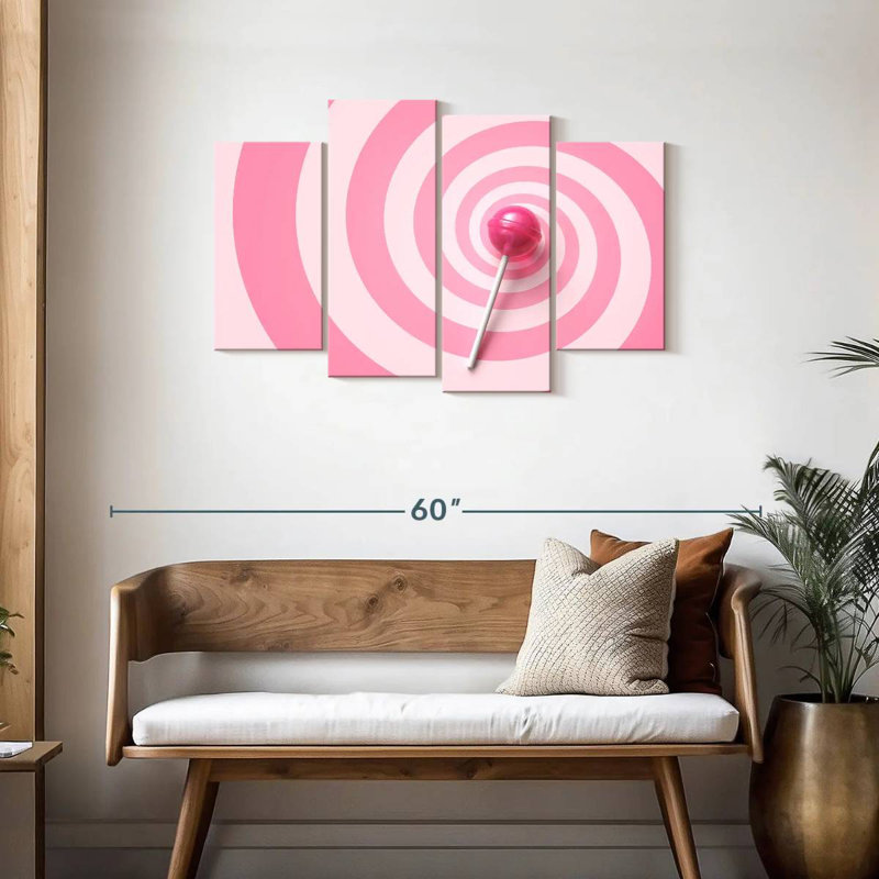 Yarlin Pink Swirl Lollipop, 27" H x 43" W