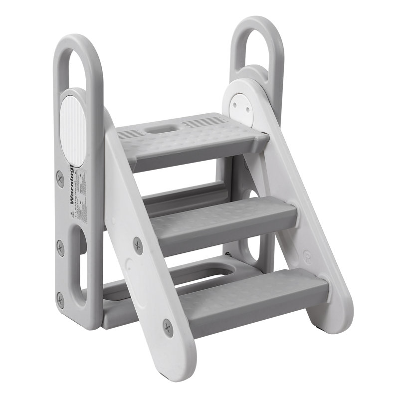 Marchepied pliable pour lavabo de salle de bain, marchepied réglable pour tout-petits à 3 marches avec poignées en plastique antidérapant pour enfants