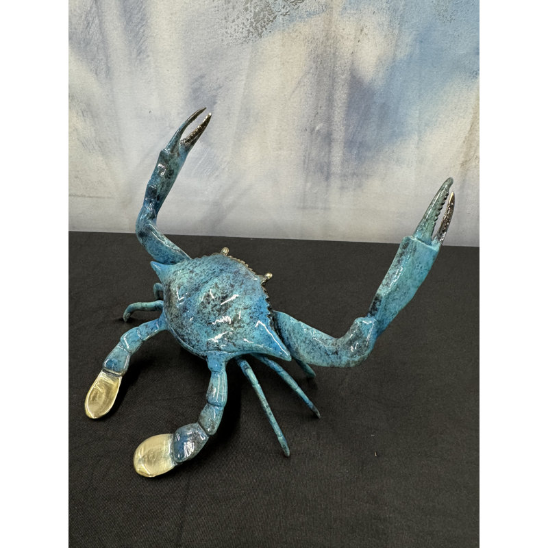Sculptures & Beyond Turquoise Crab Cast Bronze Sculpture – Lost-Wax Bronze with Hand-Applied Turquoise Patina – Coastal & Nautical Decorative Art for Home, Office & Yacht Décor – Azure Claw – 7"H