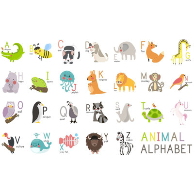 Murale pelez et collez de qualité supérieure - Animaux de l'alphabet