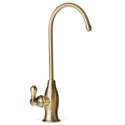 Robinet sans plomb iSpring GK1-AB pour système d'osmose inverse et systèmes de filtration d'eau potable, style contemporain en forme de coke, bec haut, finition laiton antique