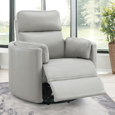 Sagen Glider Recliner w/Swivel, Grey Leather