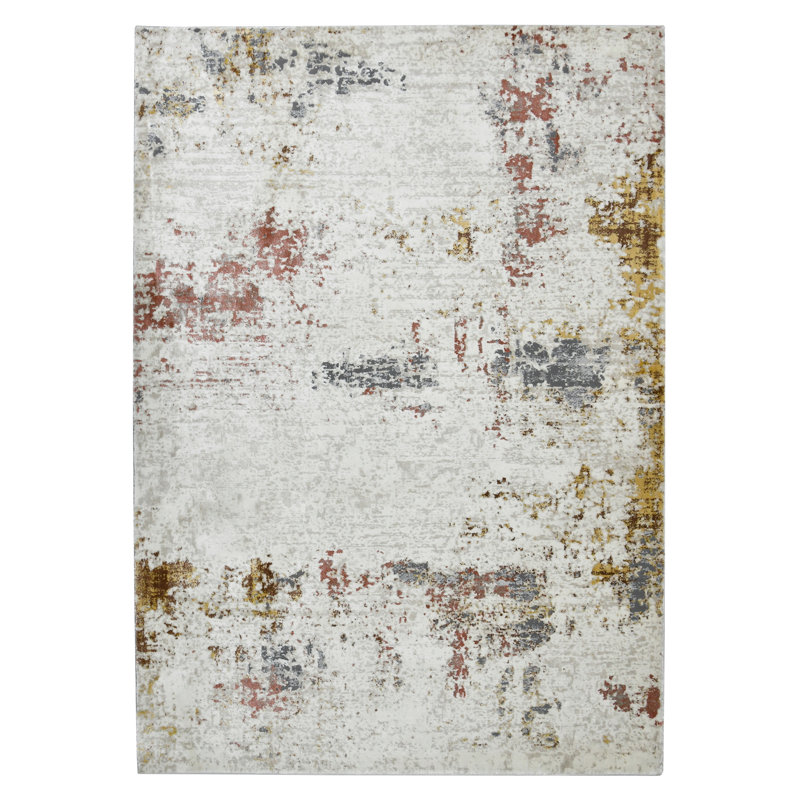 Dustie Transitional Abstract Premium Polyester Performance Ivory/Multicolor Area Rug, Rectangle 2' x 3'