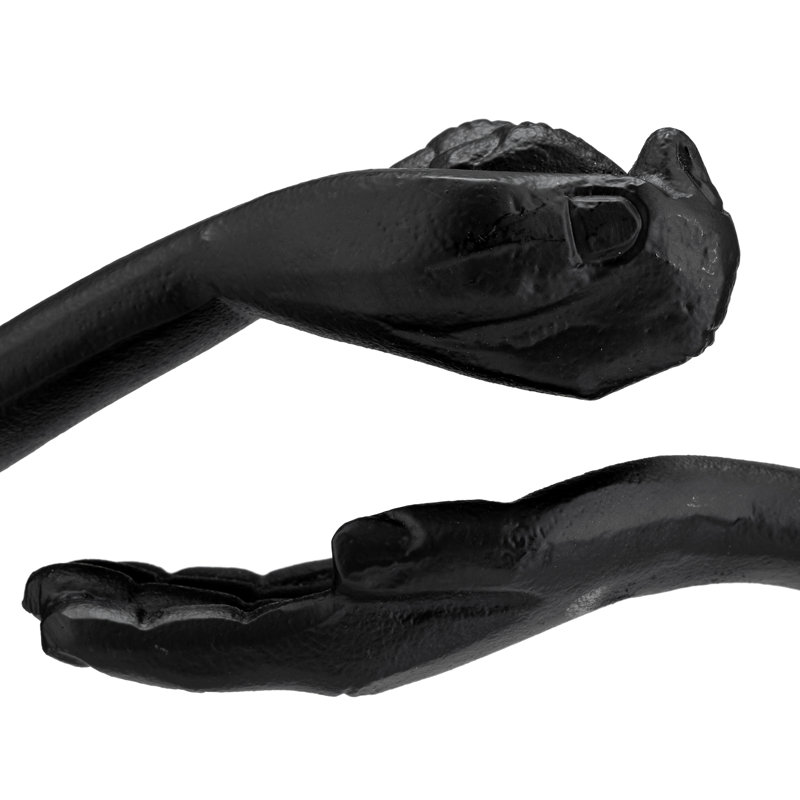 Arbelaez Modern Black Metal Hand Sculpture with Circular Design on White Marble Base 15" for Living Room or Office Decor