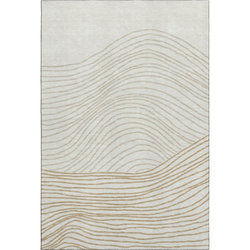Tapis de qualité supérieure lavable à la machine Mayfield AMF2350, Ivoire ivoire, 5 pi x 7 pi 6 po