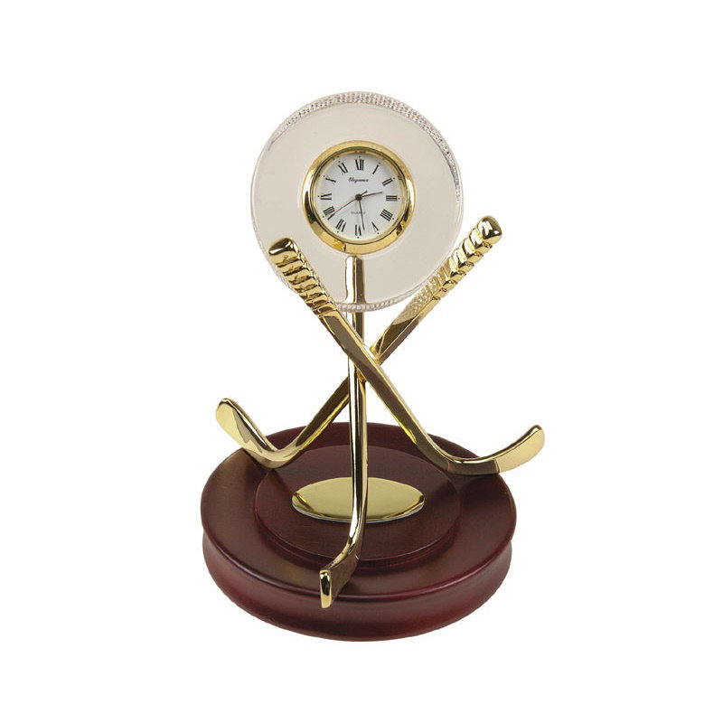 Horloge de table analogue en brun/or