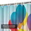 Rideau de douche rétro avec 12 crochets colorés Happy Birthday-386849248