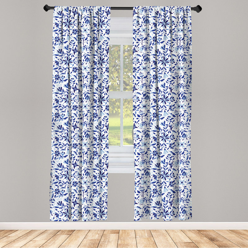 Spring Time Flowers Semi-Sheer Rod Pocket Curtain Panels, 28" x 84"