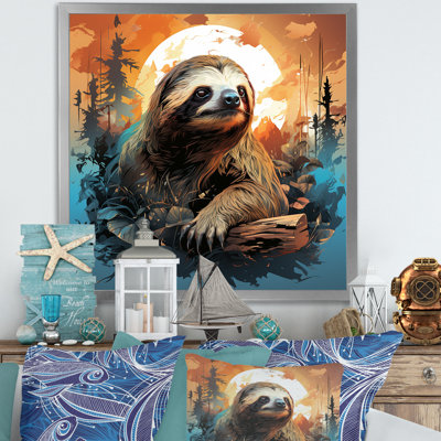 «The Serenity Of Sloth At Sunset IV» - art mural paresseux