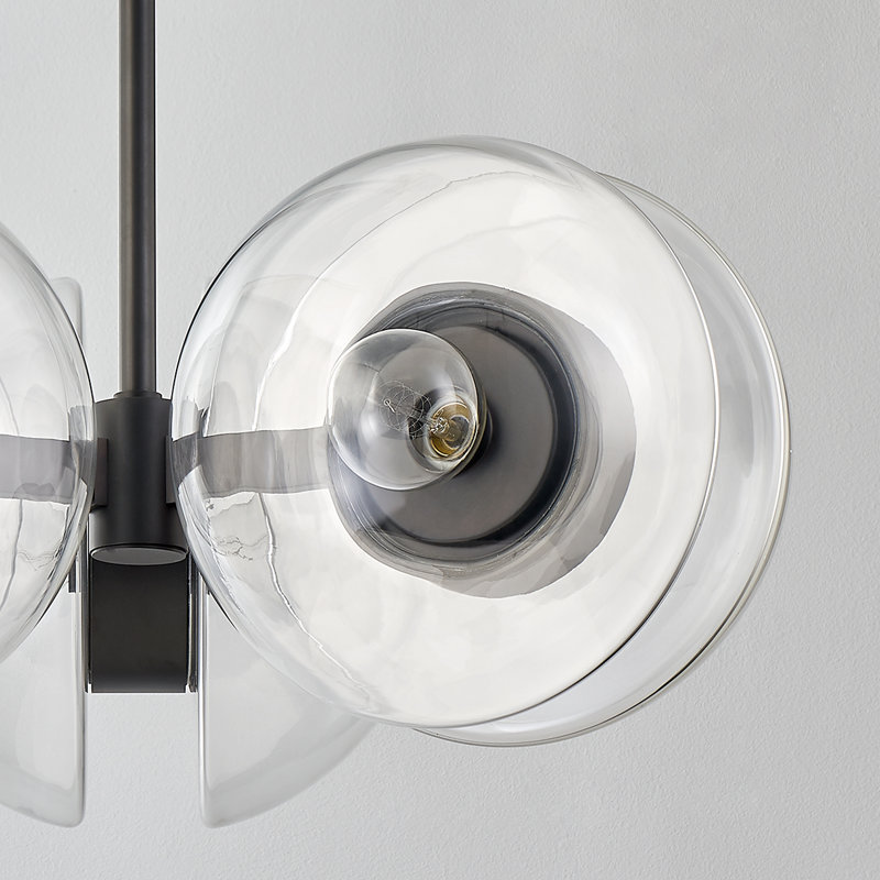 Lustre 6 lumières Kert, H 12 po x l 27 po x P 27 po, Laiton noir
