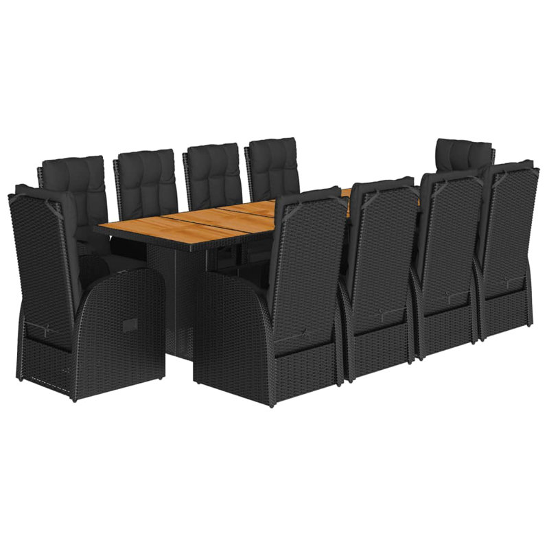 Garden Dining Set Black, 10