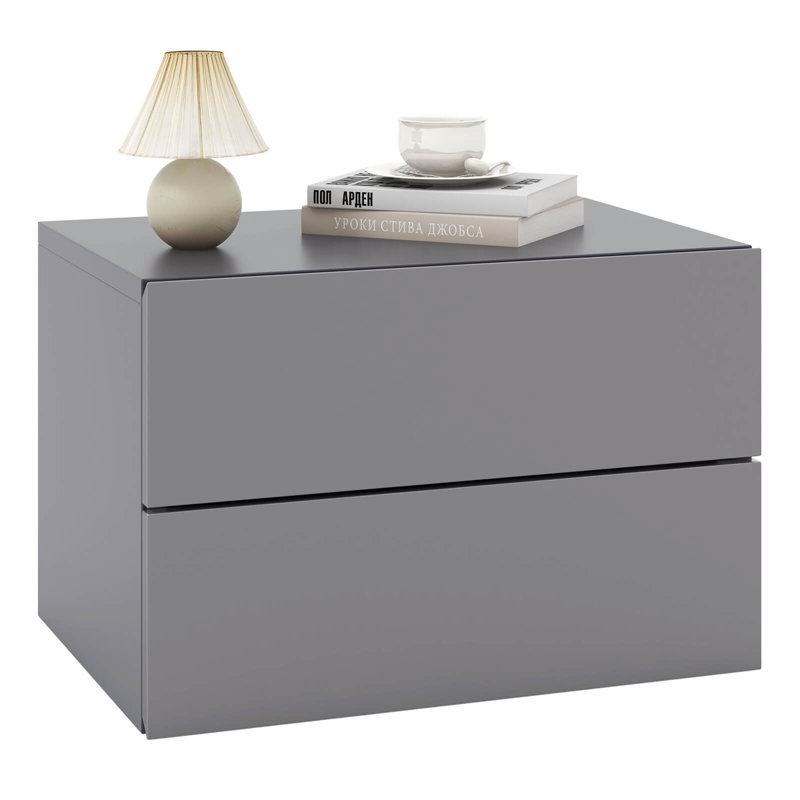 Table de chevet flottante avec rangement pour tiroir, Gris, Individuel