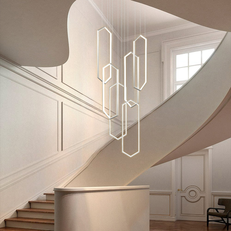 Lustre linéaire à intensité variable 6 lumières Glam, 7680 lumens, H 118 po x l 23,6 po x P 23,6 po, 96 W