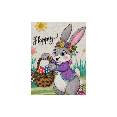 Happy Easter Basket Bunny Flag, 70 x 47 inch, for Home Decor