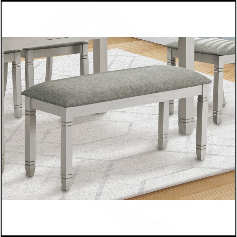 Banc, 41 po rectangulaire, cuisine, salle à manger, entrée, chambre à coucher, revêtement, bois, bois massif, tissu d'aspect lin, transitionnel
