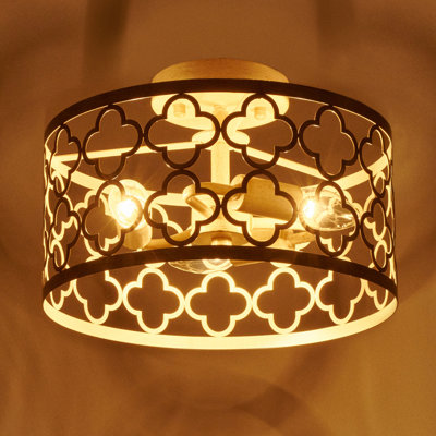 Haltwhistle 3-Light Semi Flush Mount with White Metal Shade