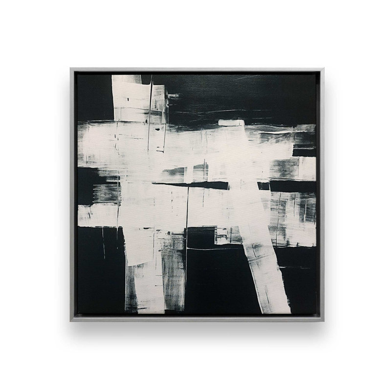 Impression sur toile Eclipsed Onyx Tangle II, Cadre flottant en chrome poli, H 32,75 po x l 32,75 po x P 1,75 po, 1