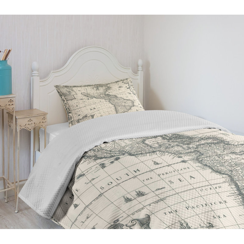 Twin White Quilted Bedspread Set with Pillow Sham