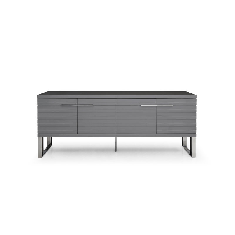 Splendor 79'' Dark Gray High Gloss Sideboard with Gunmetal Details