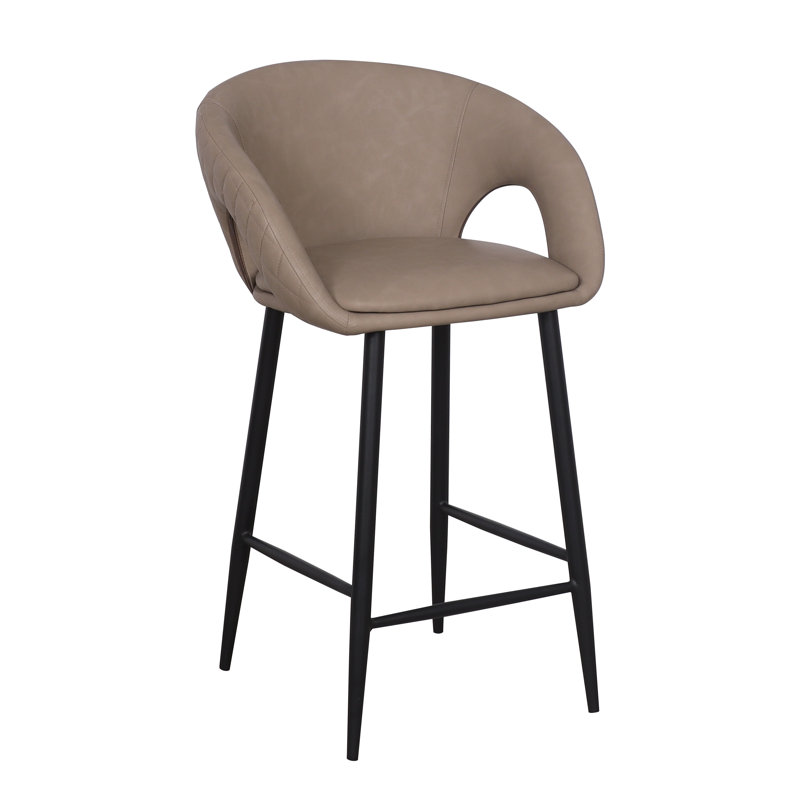 Tabouret de comptoir avec siège en polyuréthane et pieds en métal noir