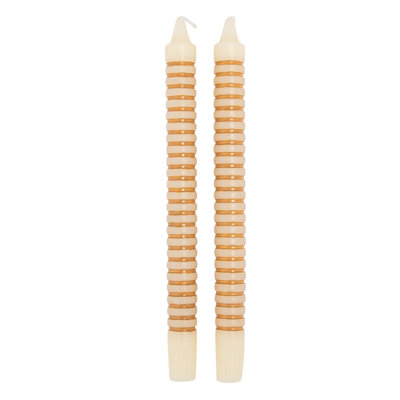 Unscented Horizontal-Striped Taper Candles In Box