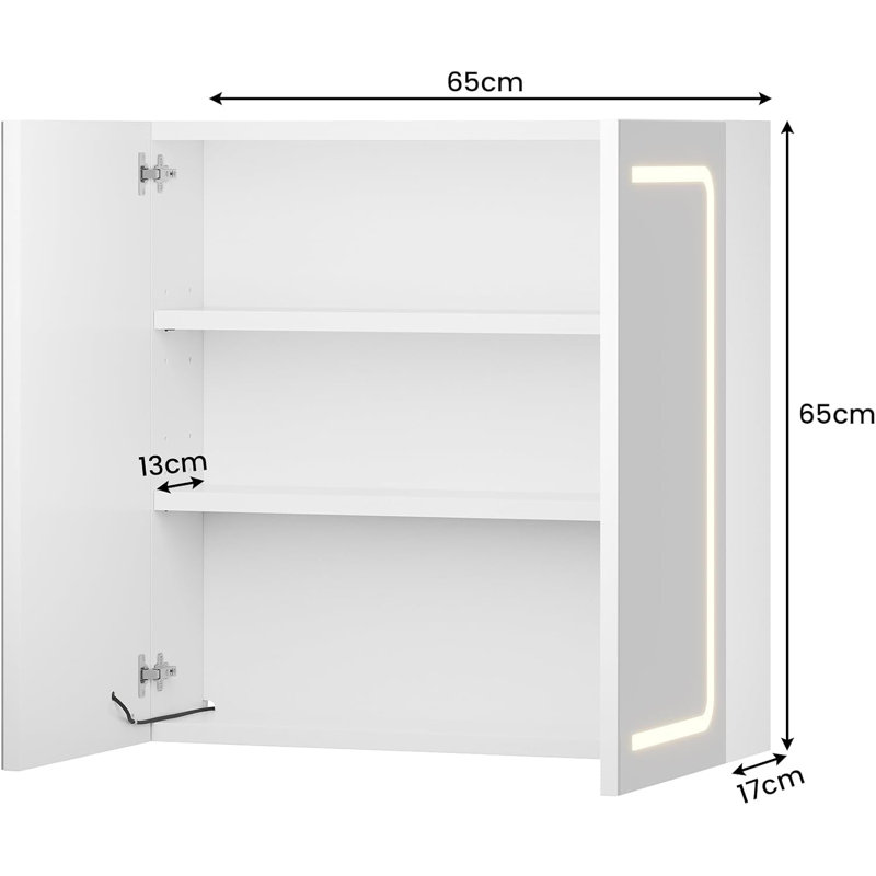 65mm W 65mm H Wall Mounted Optional Medicine Cabinet Mirror
