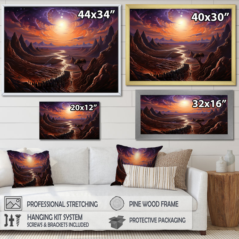 «Judaism Moses Desert Journey Mirage I», reproduction sur toile, Cadre flottant noir, H 34 po x l 44 po