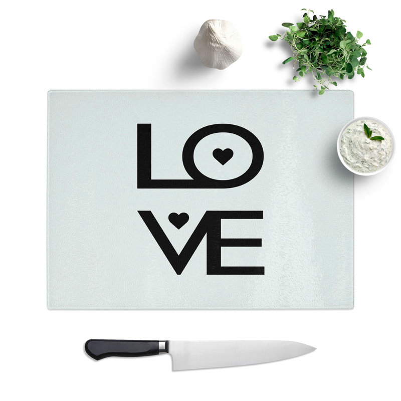 Love Heart Typography Chopping Board, 20cm W x 28.5cm L
