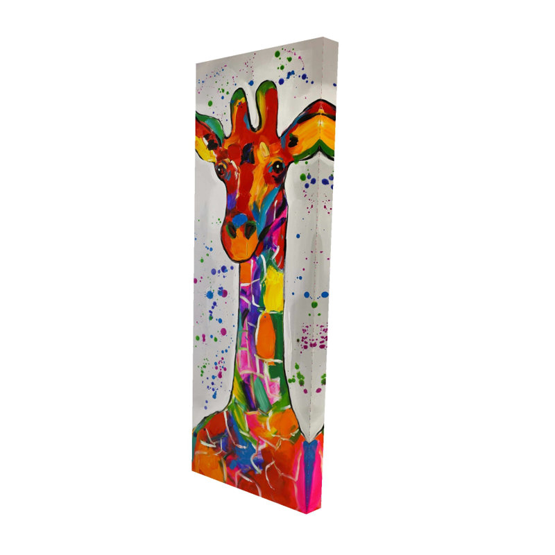 Toile abstraite girafe colorée - décor de chambre à coucher africain
