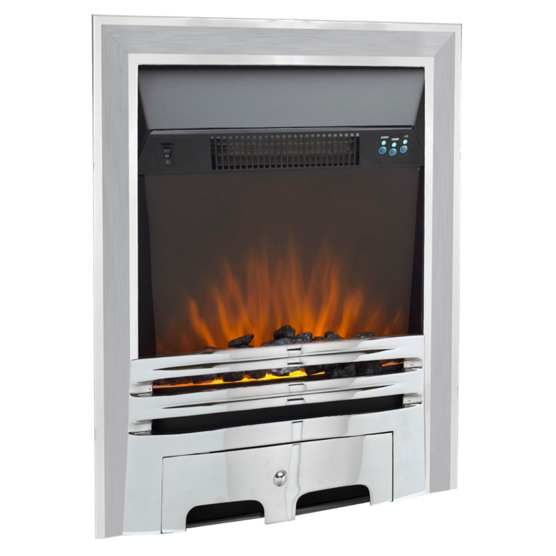 Diesel Belfry Heating 48cm W Electric Fireplace Insert with 4000 BTU, Brushed/Chrome