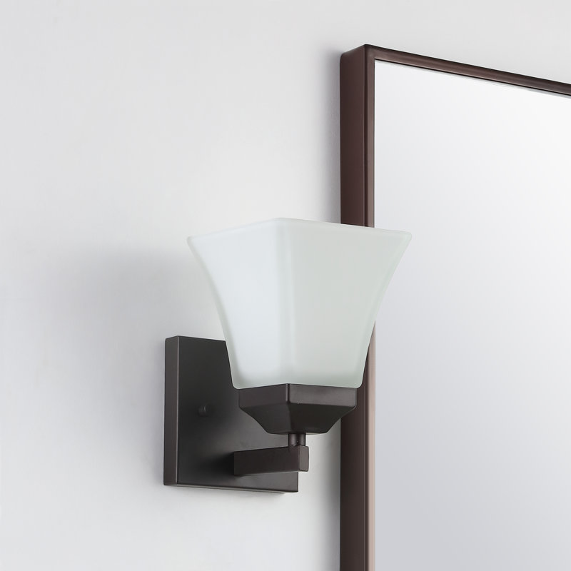 Éclairage pour meuble-lavabo à DEL moderne en fer / verre Rimini, Bronze frotté à l'huile, 1