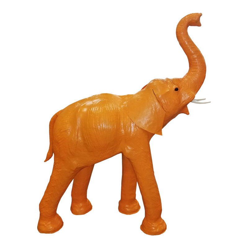 Éléphant en cuir Hillenbrand, Marmelade, H 22 po x l 22 po x P 10 po, Papier mâché
