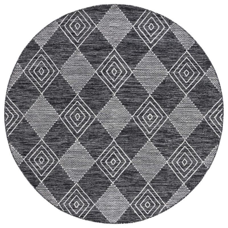Abbie-Gayle Flat Weave Performance Geometric Rug, Round 6'