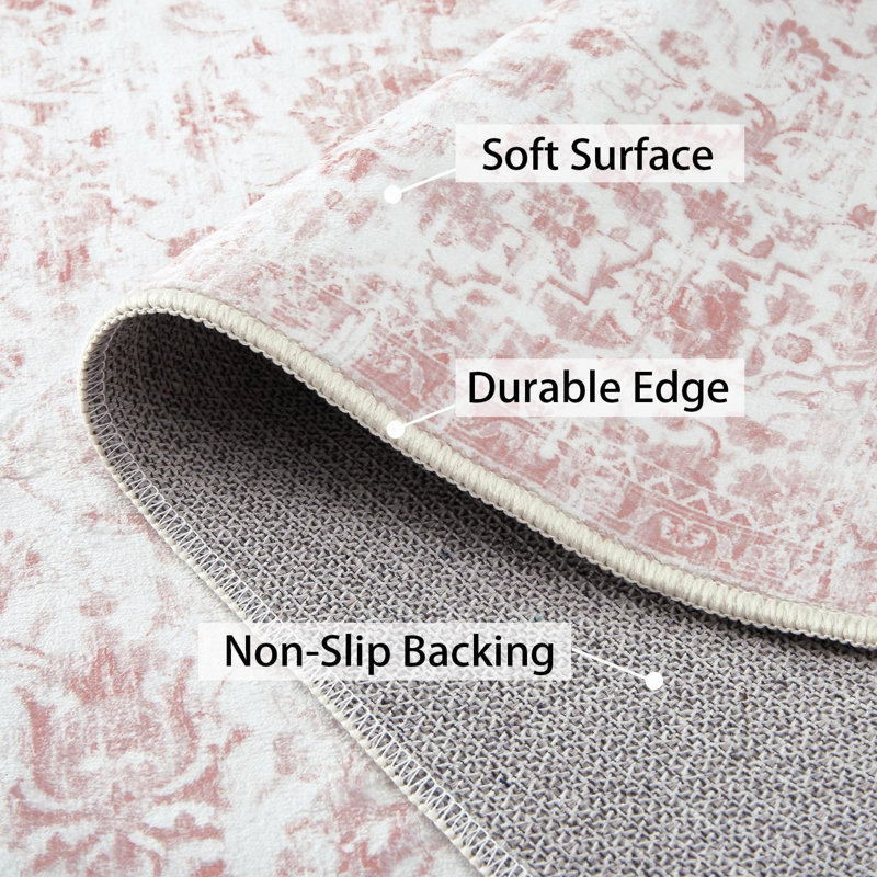 Tapis floral rétro vintage Boho, Rose, Rectangle 10 pi x 13 pi