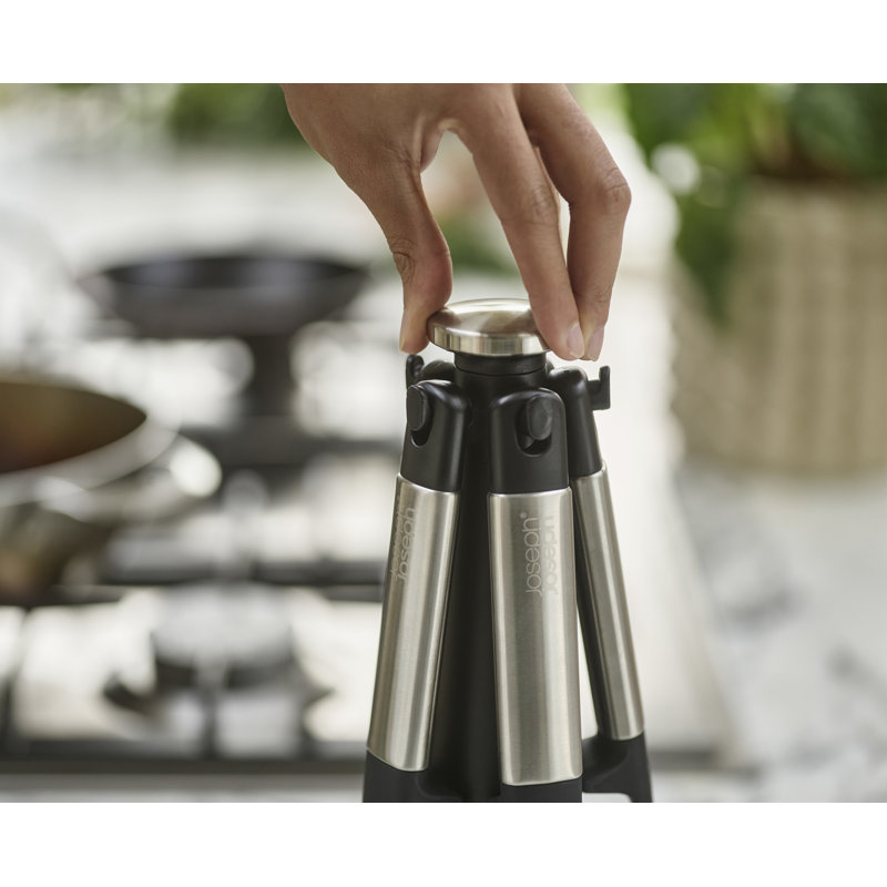 Black Silicone 5-Piece Kitchen Utensil Set with Rotating Stand
